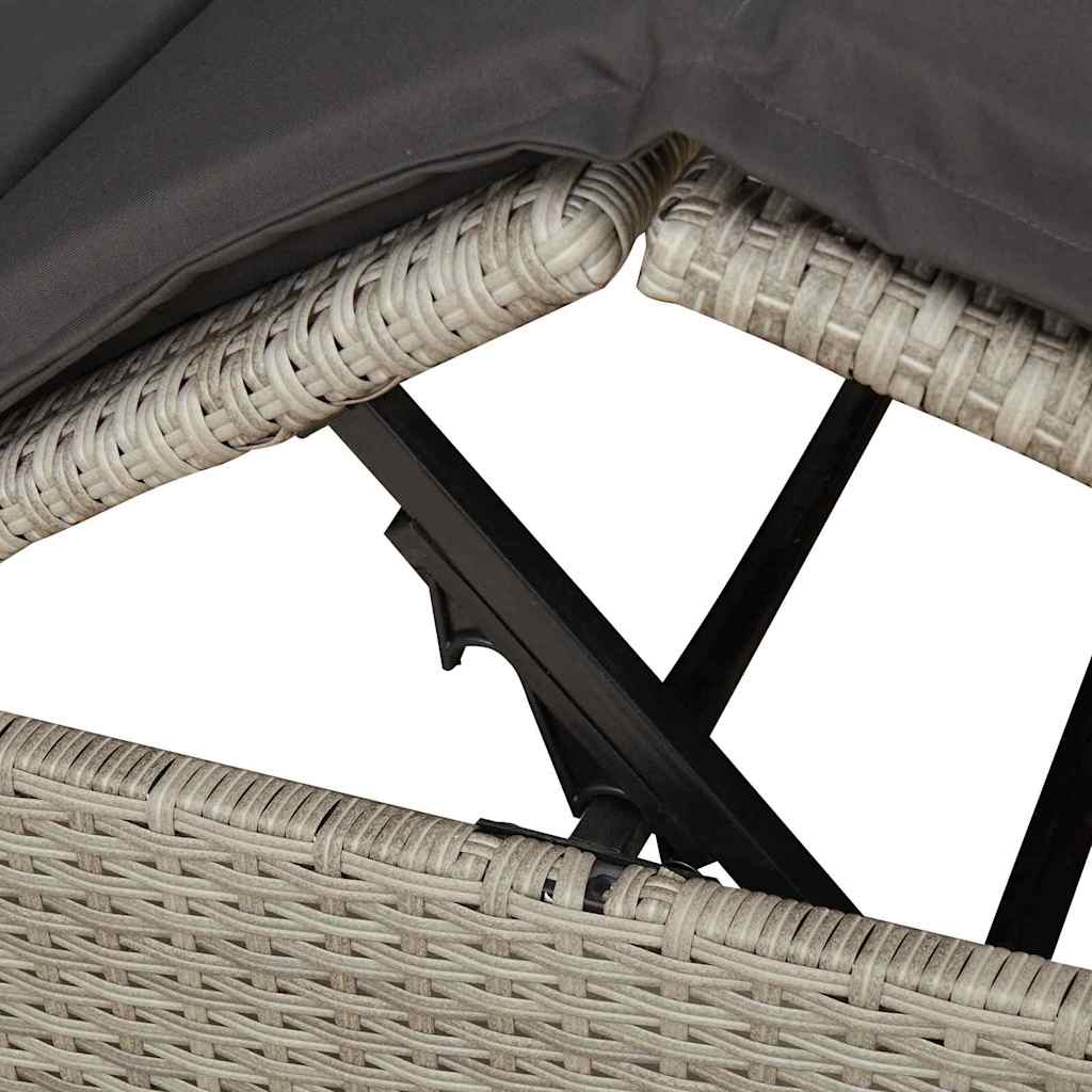 vidaXL Διπλή ξαπλώστρα με οροφή Ανοιχτό γκρι 205 x 129 x 200 εκ