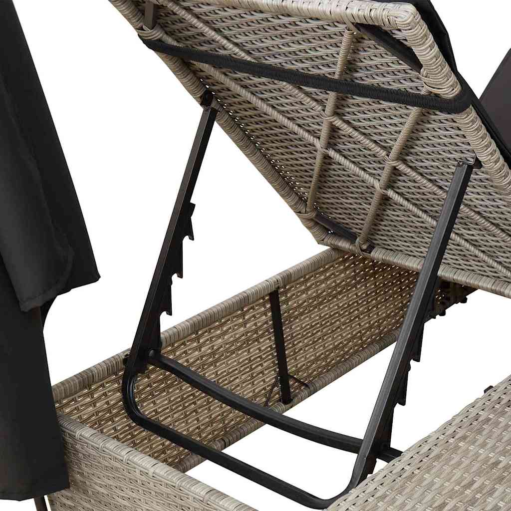 vidaXL Διπλή ξαπλώστρα με οροφή Ανοιχτό γκρι 205 x 129 x 200 εκ