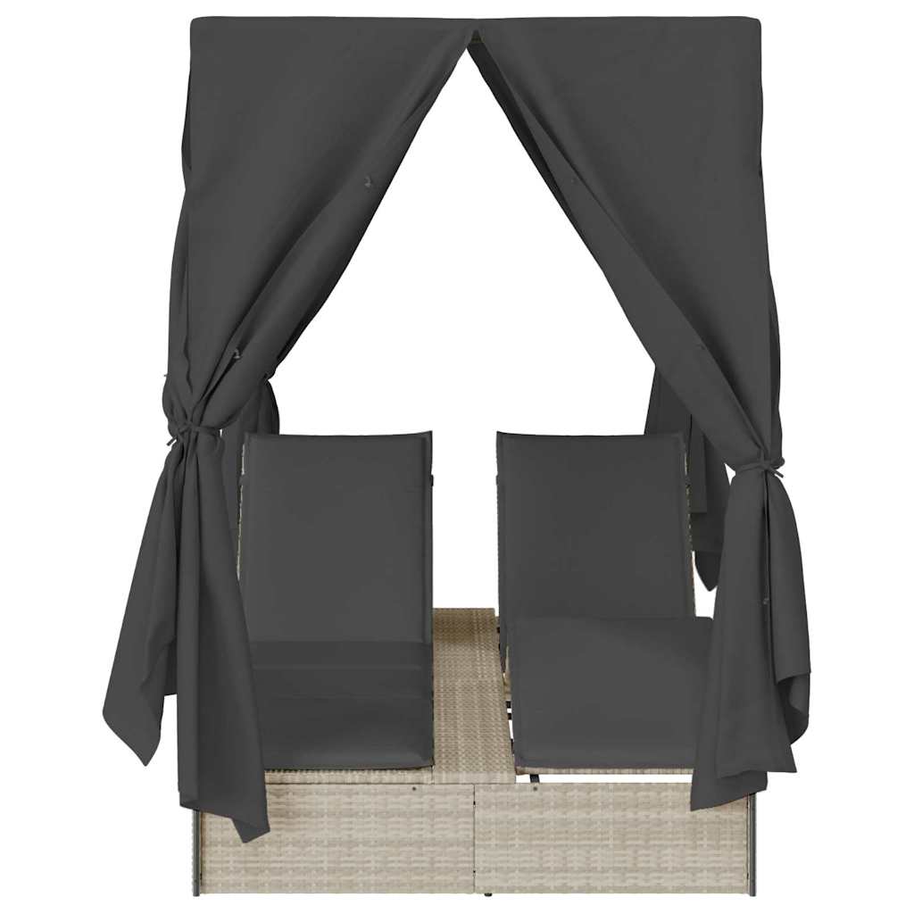 vidaXL Διπλή ξαπλώστρα με οροφή Ανοιχτό γκρι 205 x 129 x 200 εκ