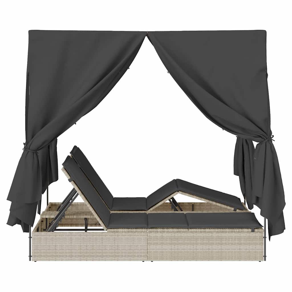 vidaXL Διπλή ξαπλώστρα με οροφή Ανοιχτό γκρι 205 x 129 x 200 εκ