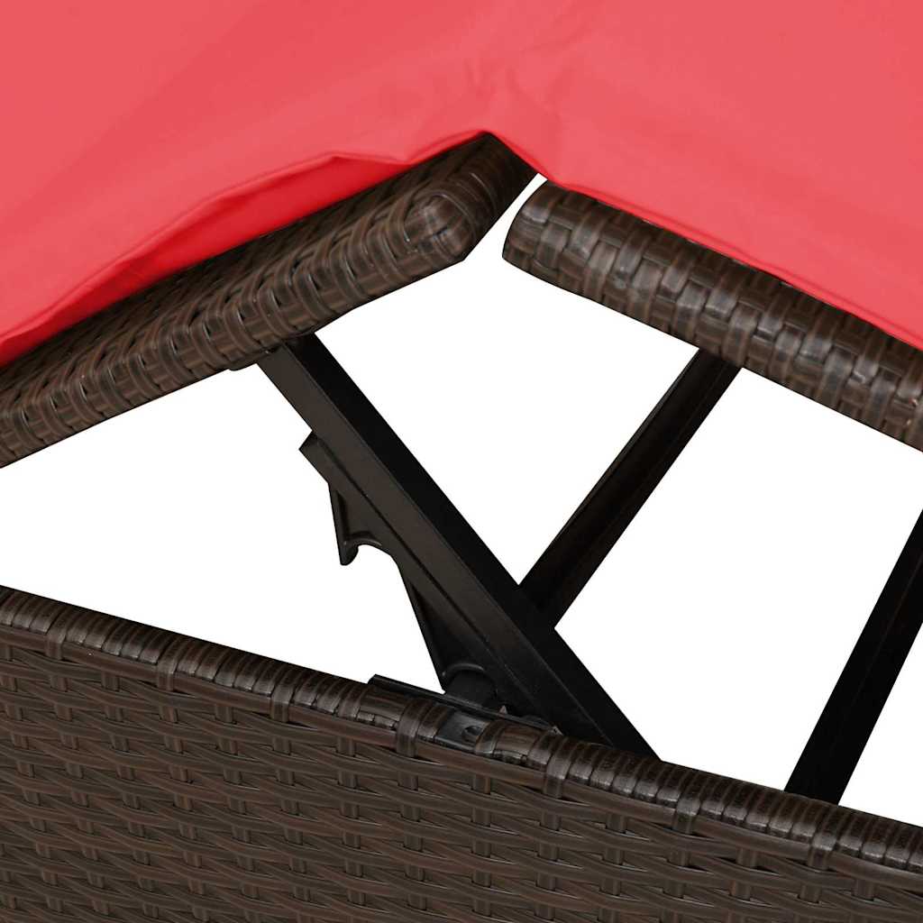 vidaXL Διπλή ξαπλώστρα με οροφή Καφέ 205 x 129 x 200 εκ PE ρατάν