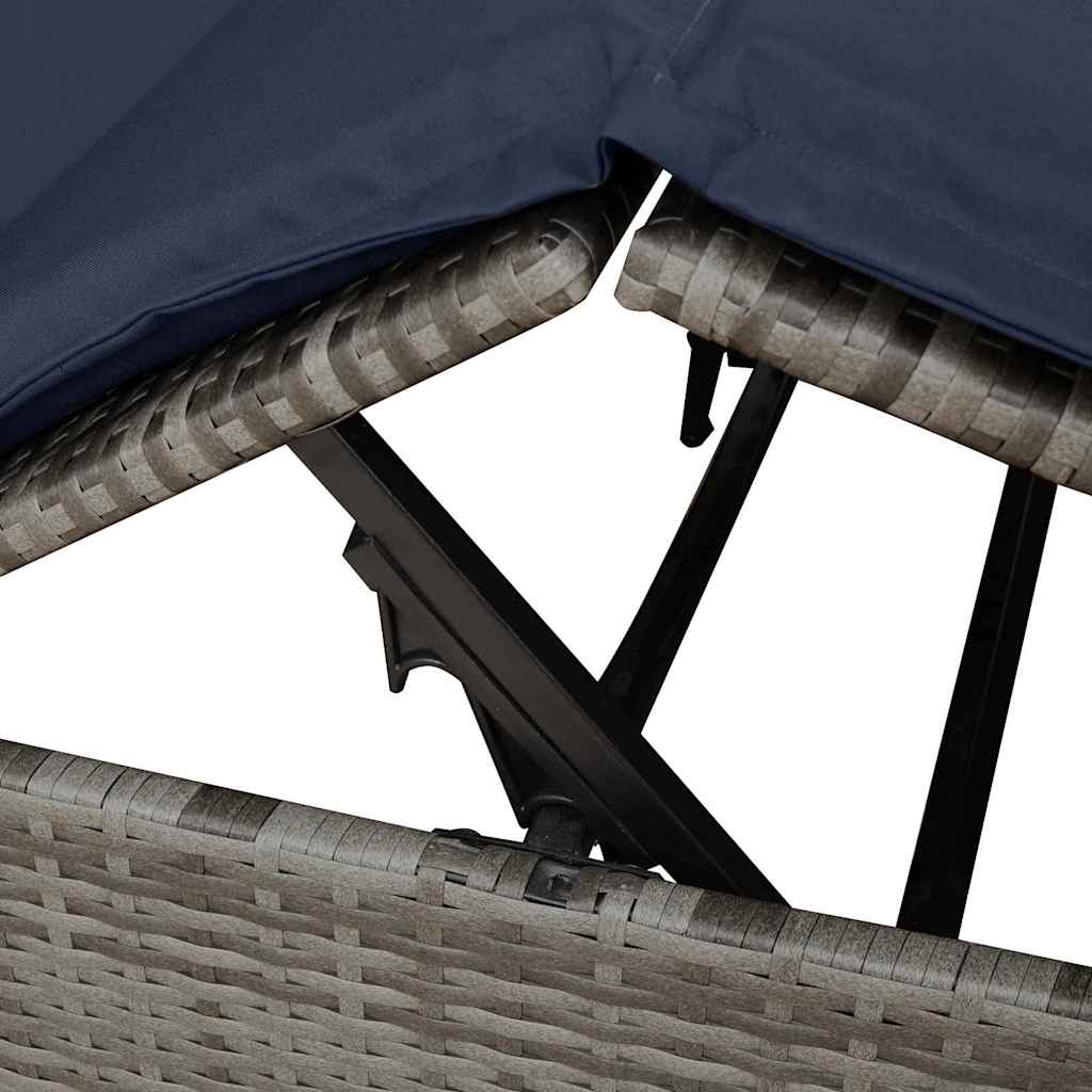 vidaXL Διπλή ξαπλώστρα με οροφή Γκρι 205 x 129 x 200 εκ PE ρατάν