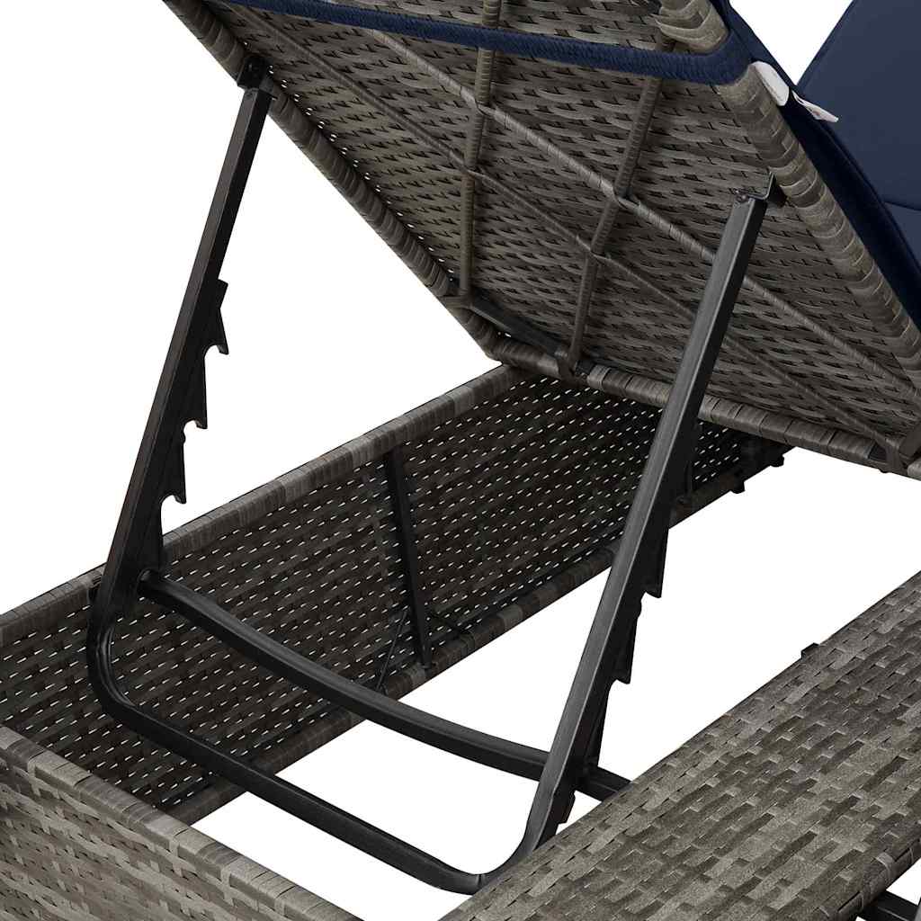 vidaXL Διπλή ξαπλώστρα με οροφή Γκρι 205 x 129 x 200 εκ PE ρατάν