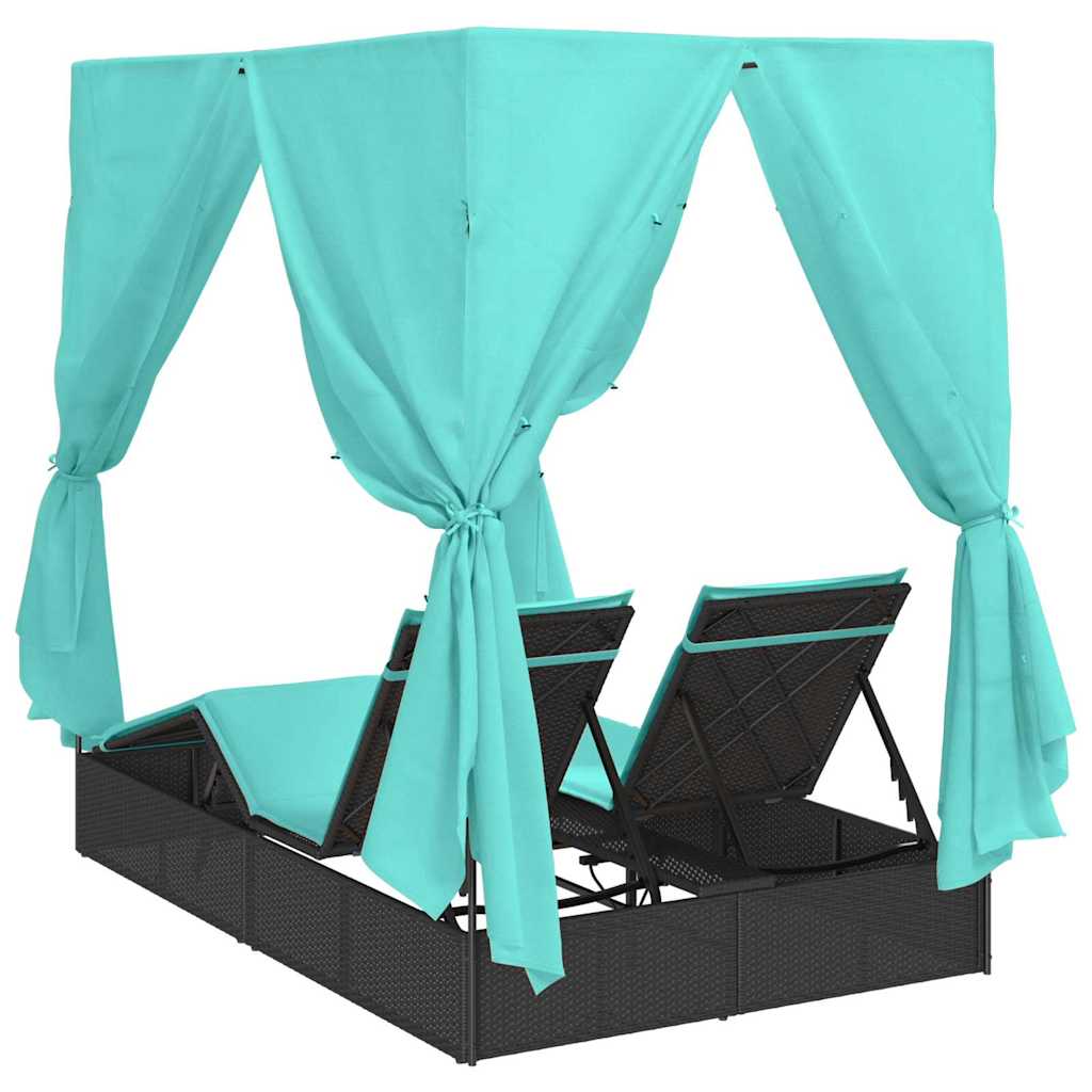 vidaXL Διπλή ξαπλώστρα Τιρκουάζ 205 x 129 x 200 εκ συνθετικό ρατάν