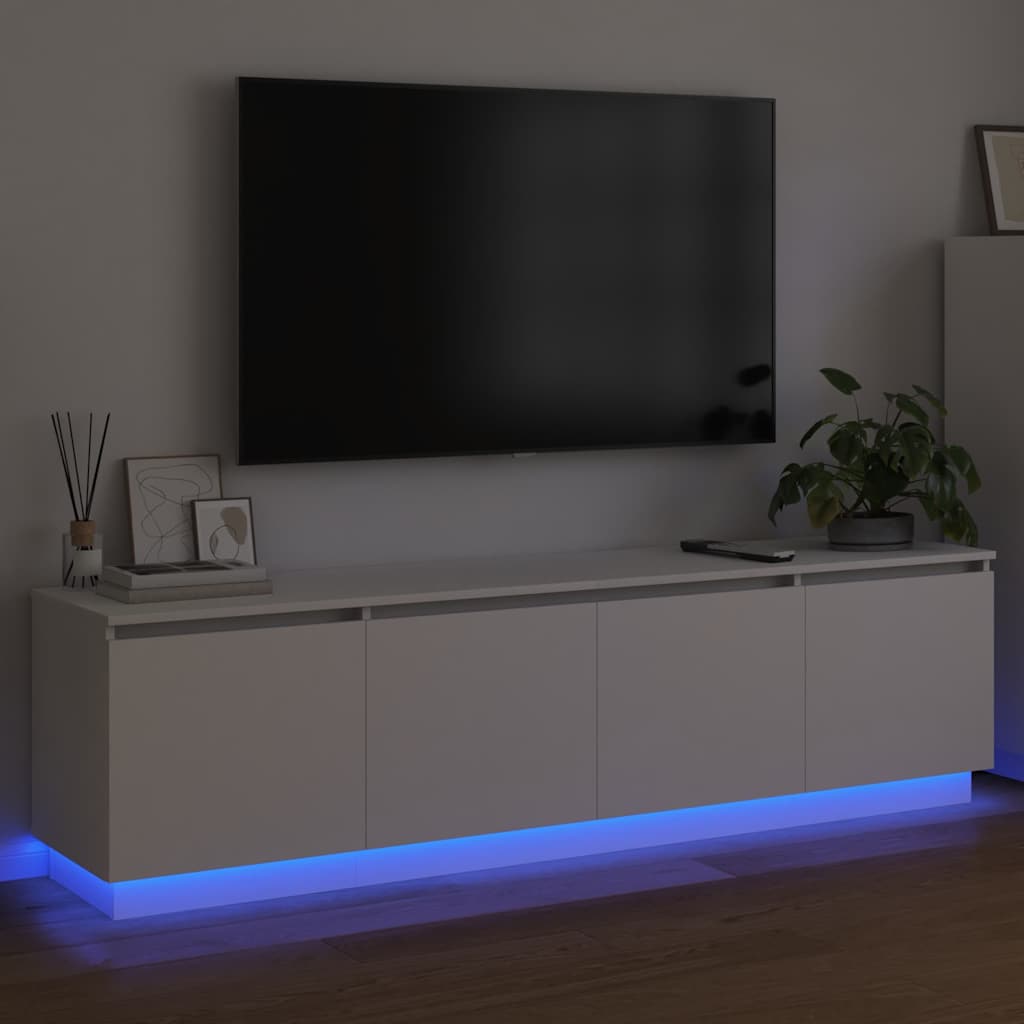 vidaXL Ντουλάπι TV με led Λευκό 180 x 38 x 49 εκ Επεξεργασμένο ξύλο