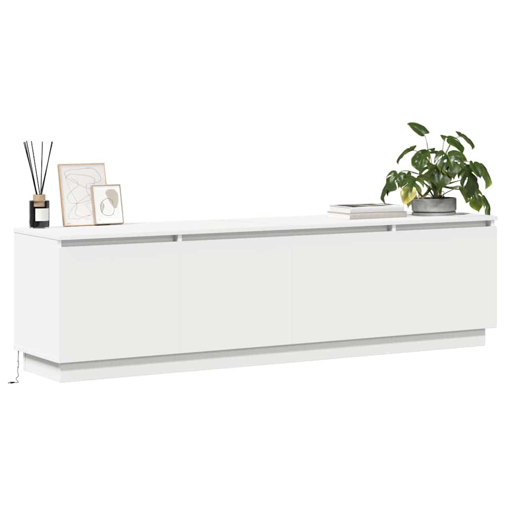 vidaXL Ντουλάπι TV με led Λευκό 180 x 38 x 49 εκ Επεξεργασμένο ξύλο