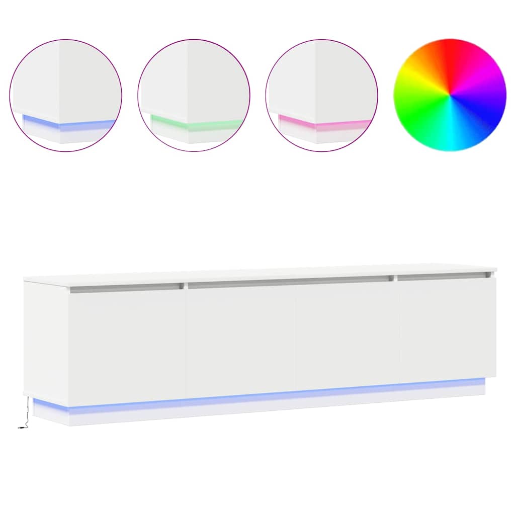 vidaXL Ντουλάπι TV με led Λευκό 180 x 38 x 49 εκ Επεξεργασμένο ξύλο