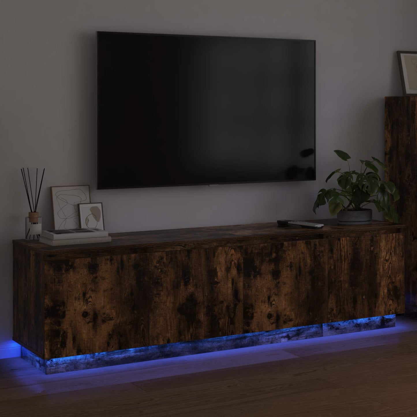 vidaXL Ντουλάπι TV Καπνιστό Δρύς 180 x 38 x 49 εκ Επεξεργασμένο ξύλο