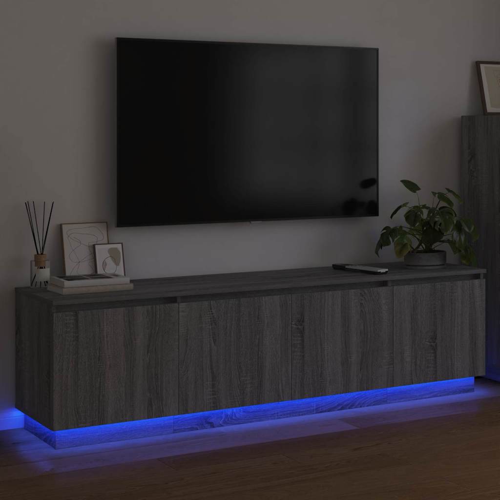 vidaXL Ντουλάπι ΤV με LED Γκρι Σονόμα 180x38x49 cm Επεξεργασμένο Ξύλο