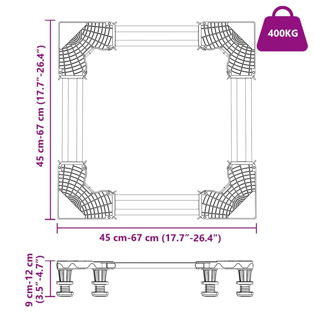 vidaXL Βάση Πλυντηρίου Ρυθμιστική 400 κιλά