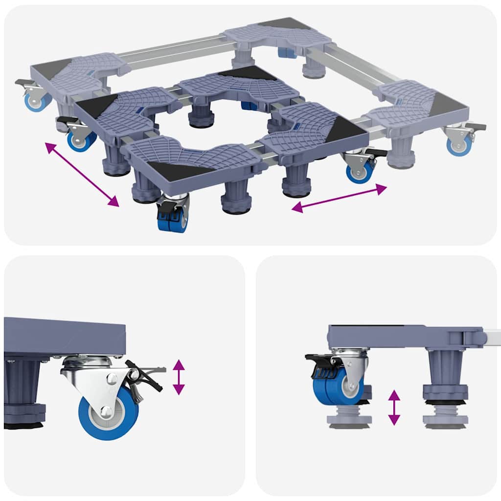 vidaXL Βάση Πλυντηρίου με Τροχούς Ρυθμιζόμενη 350 κιλά