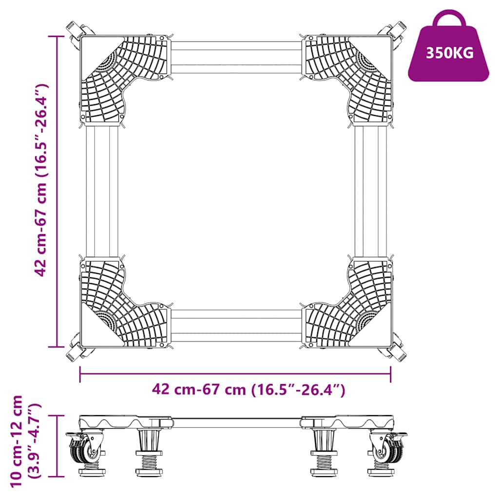 vidaXL Βάση Πλυντηρίου με Τροχούς Ρυθμιζόμενη 350 κιλά