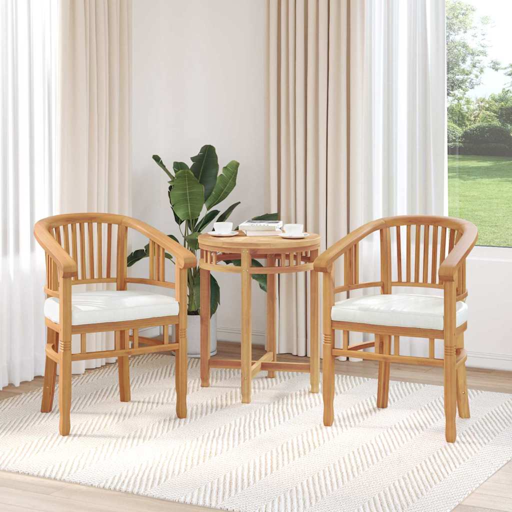 vidaXL Καρέκλα με μαξιλάρι 2 pcs Καφέ 63 x 58 x 89 εκ. Στερεό Ξύλο Τίκ