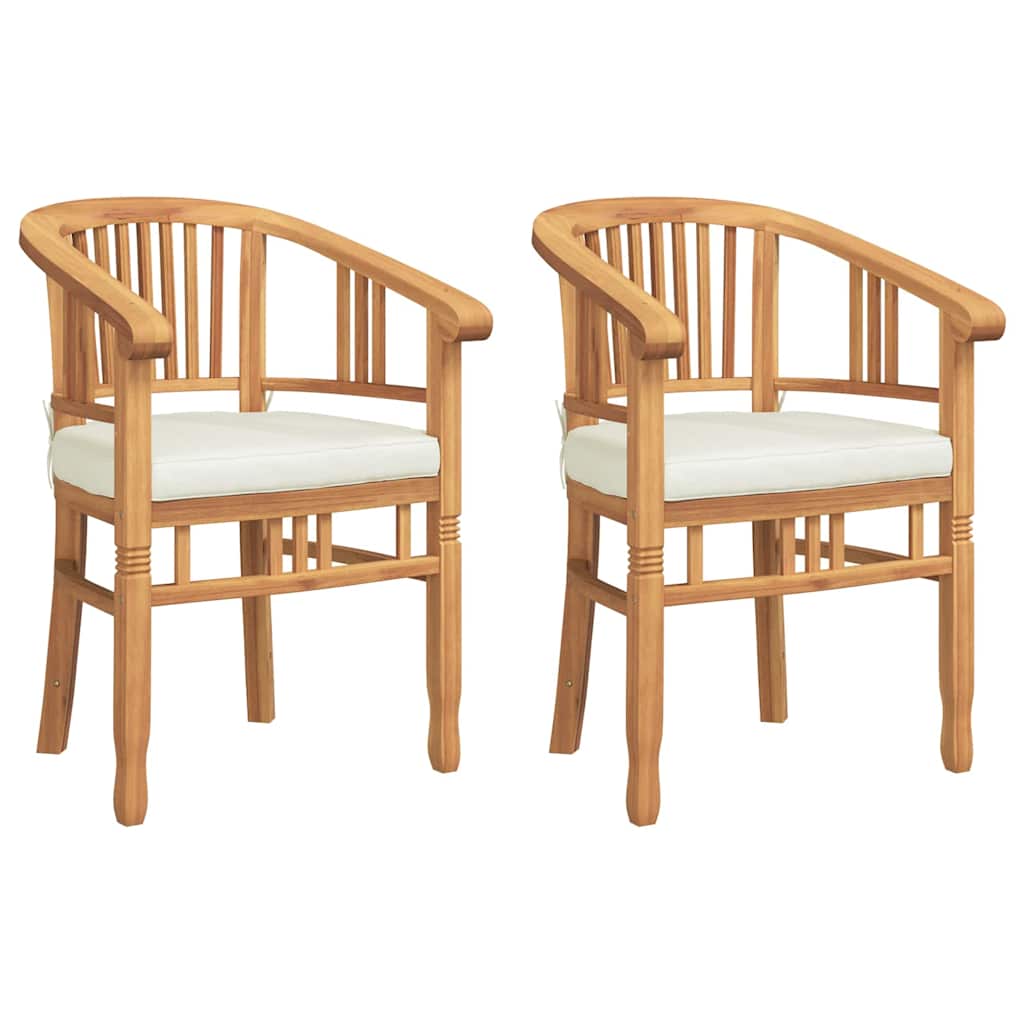 vidaXL Καρέκλα με μαξιλάρι 2 pcs Καφέ 63 x 58 x 89 εκ. Στερεό Ξύλο Τίκ