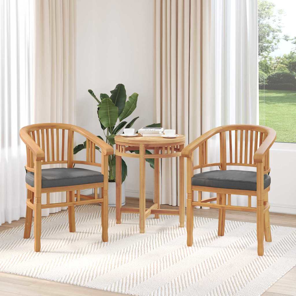 vidaXL Καρέκλα με μαξιλάρι 2 pcs Καφέ 63 x 58 x 89 εκ. Στερεό Ξύλο Τίκ