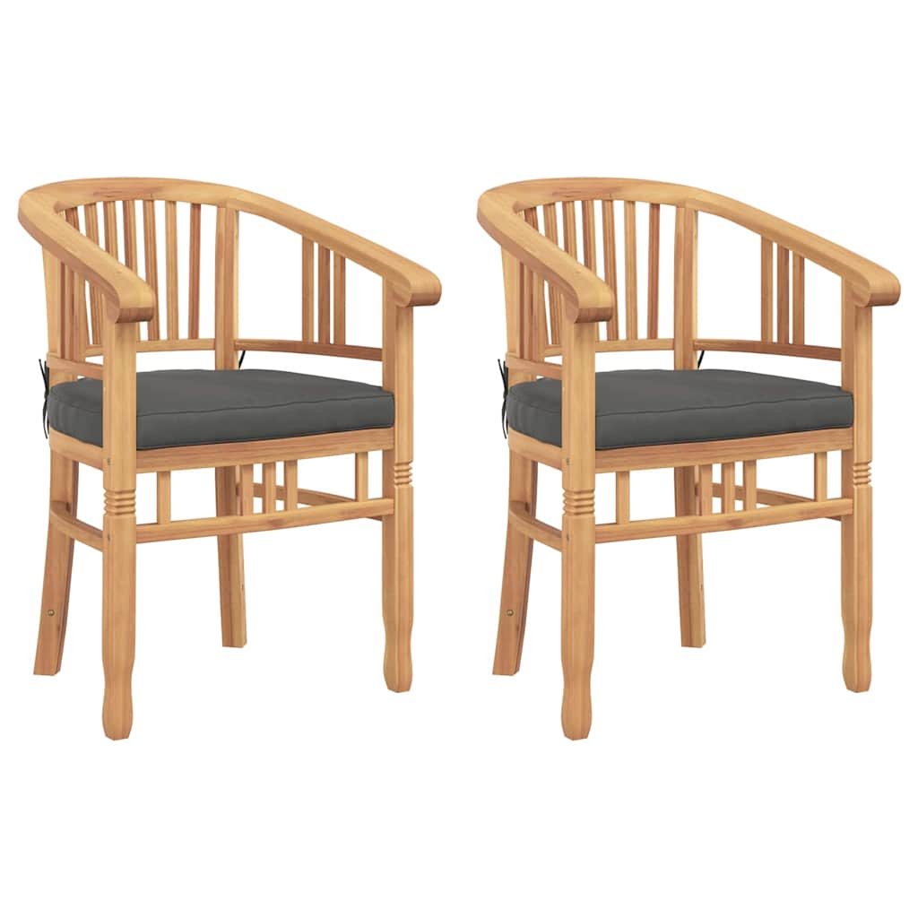 vidaXL Καρέκλα με μαξιλάρι 2 pcs Καφέ 63 x 58 x 89 εκ. Στερεό Ξύλο Τίκ