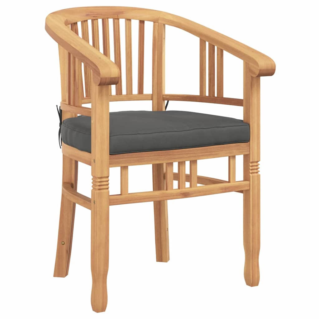 vidaXL Καρέκλα με μαξιλάρι 2 pcs Καφέ 63 x 58 x 89 εκ. Στερεό Ξύλο Τίκ