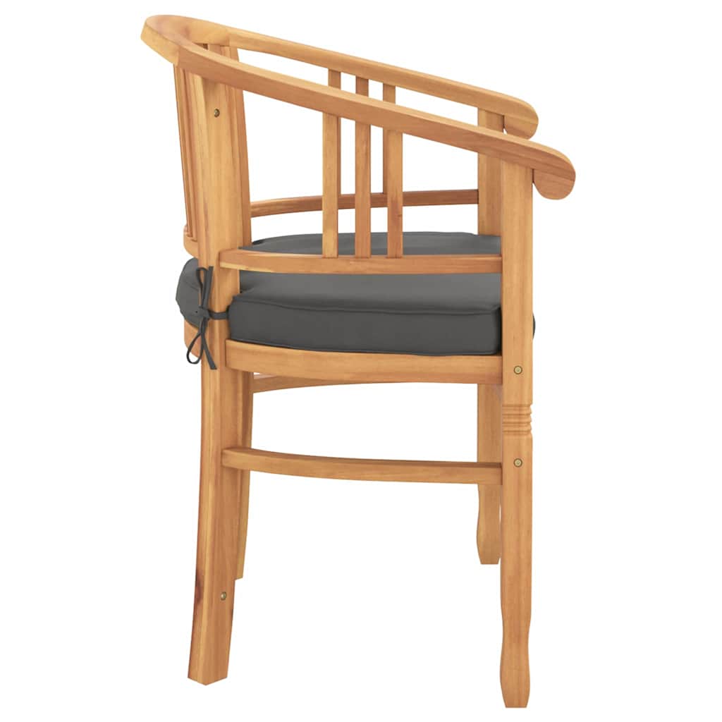 vidaXL Καρέκλα με μαξιλάρι 2 pcs Καφέ 63 x 58 x 89 εκ. Στερεό Ξύλο Τίκ