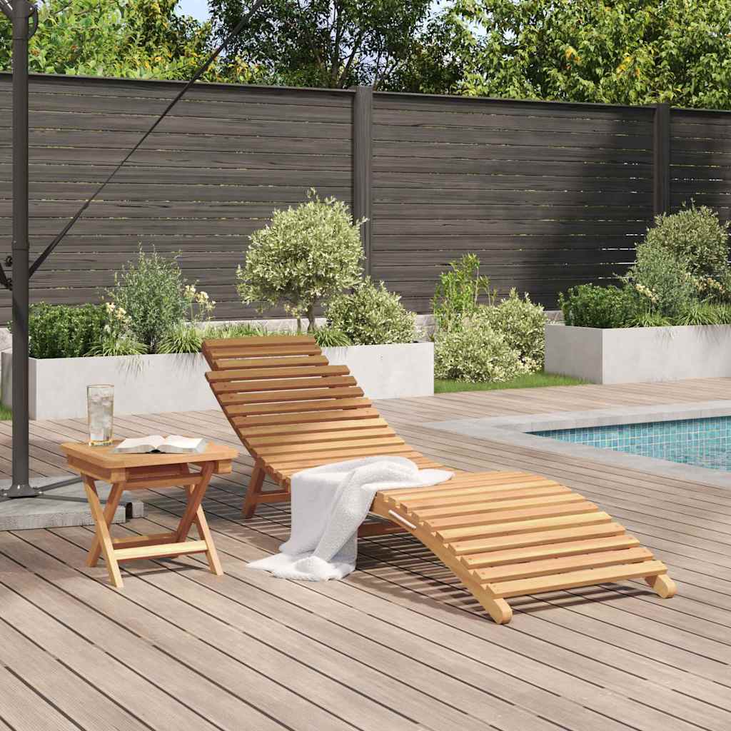 vidaXL Ξαπλώστρα 2 pcs Καφέ 198 x 55 x 58,5 εκ Στερεό Ξύλο Τίκ