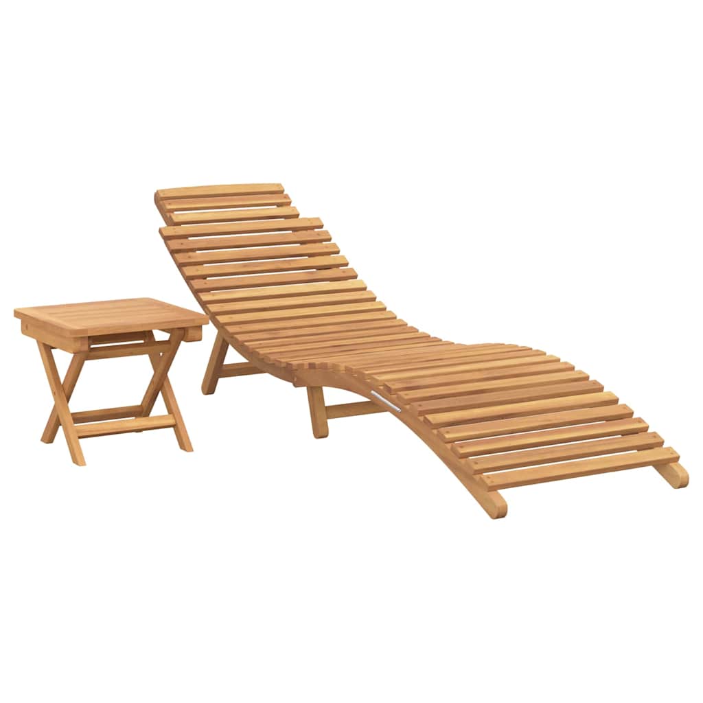 vidaXL Ξαπλώστρα 2 pcs Καφέ 198 x 55 x 58,5 εκ Στερεό Ξύλο Τίκ
