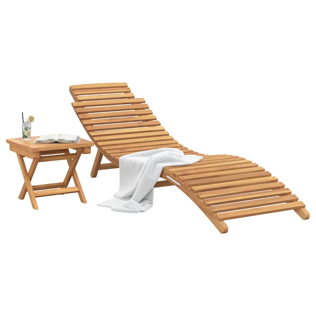 vidaXL Ξαπλώστρα 2 pcs Καφέ 198 x 55 x 58,5 εκ Στερεό Ξύλο Τίκ
