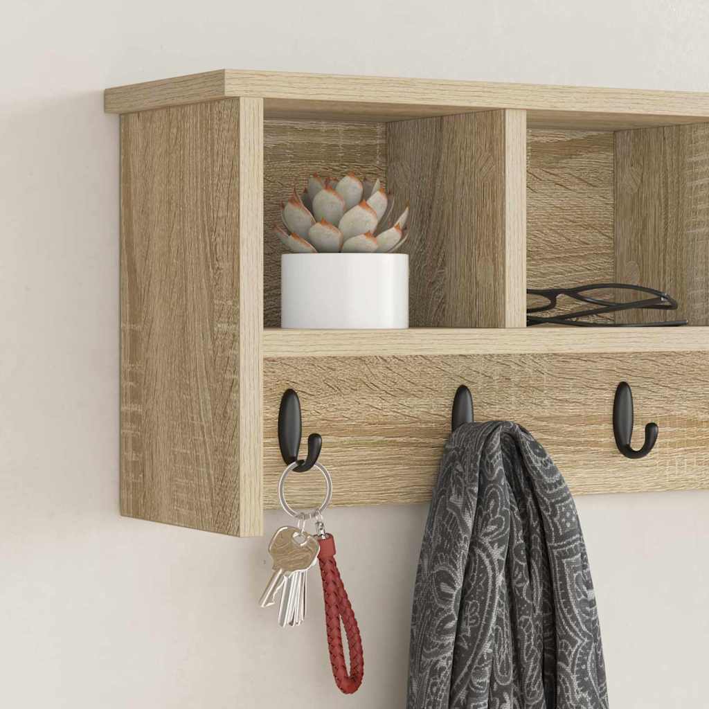 vidaXL Τοίχου Κρεμάστρα Επιτοίχιο Δρύς Sonoma 75 x 16 x 26 εκ