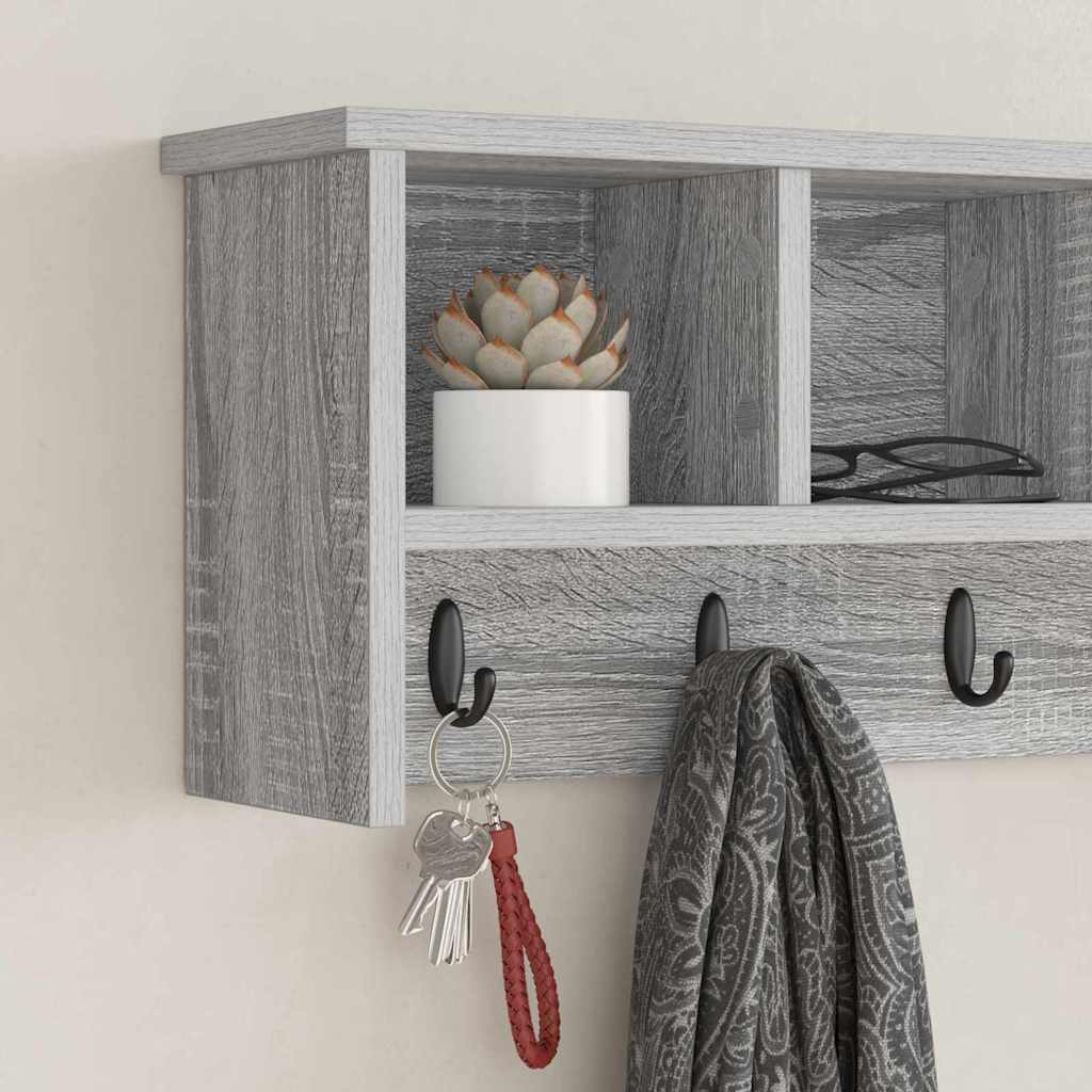 vidaXL Τοίχου Κρεμάστρα Γκρι sonoma 75 x 16 x 26 εκ Επεξεργασμένο ξύλο