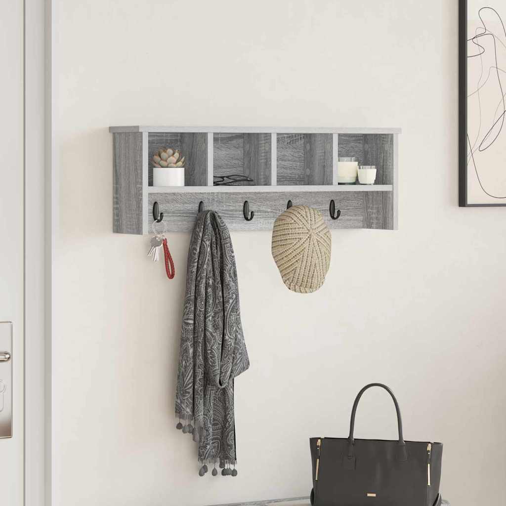 vidaXL Τοίχου Κρεμάστρα Γκρι sonoma 75 x 16 x 26 εκ Επεξεργασμένο ξύλο