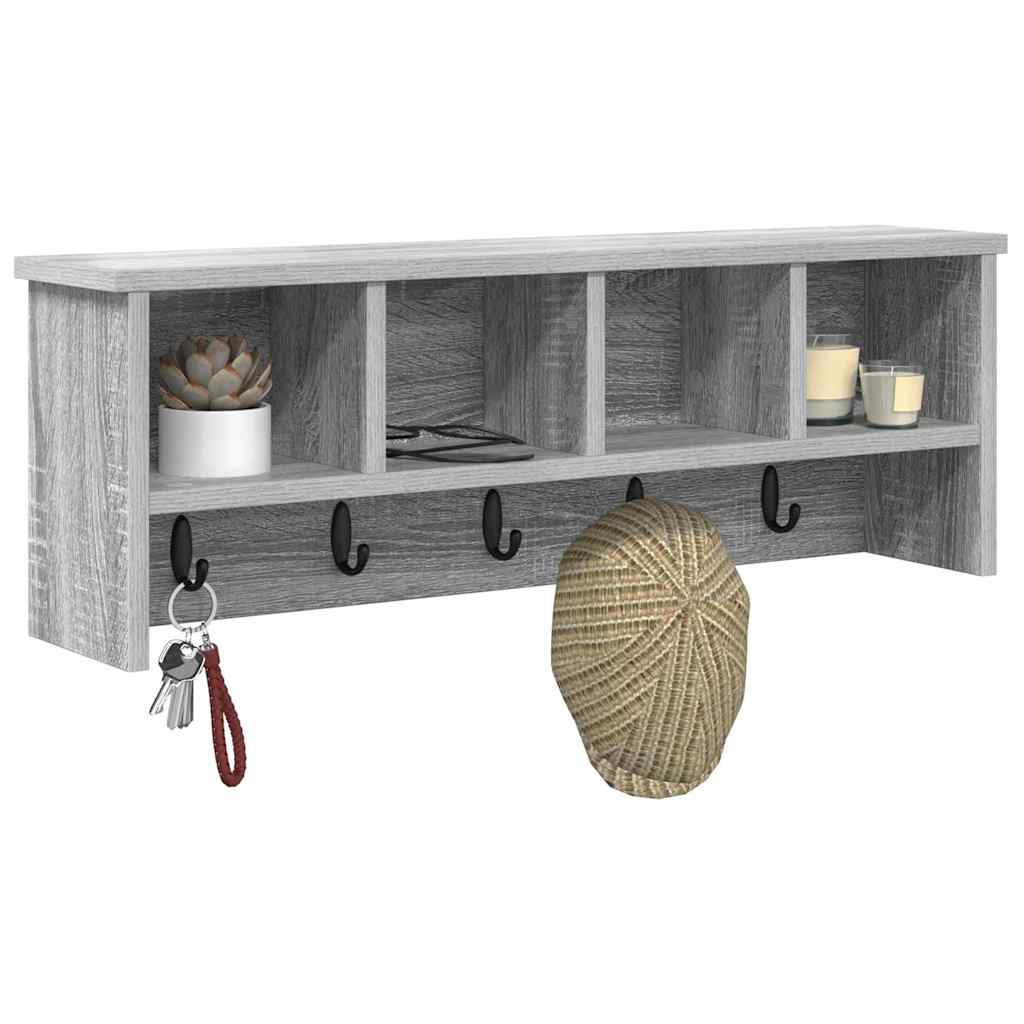 vidaXL Τοίχου Κρεμάστρα Γκρι sonoma 75 x 16 x 26 εκ Επεξεργασμένο ξύλο
