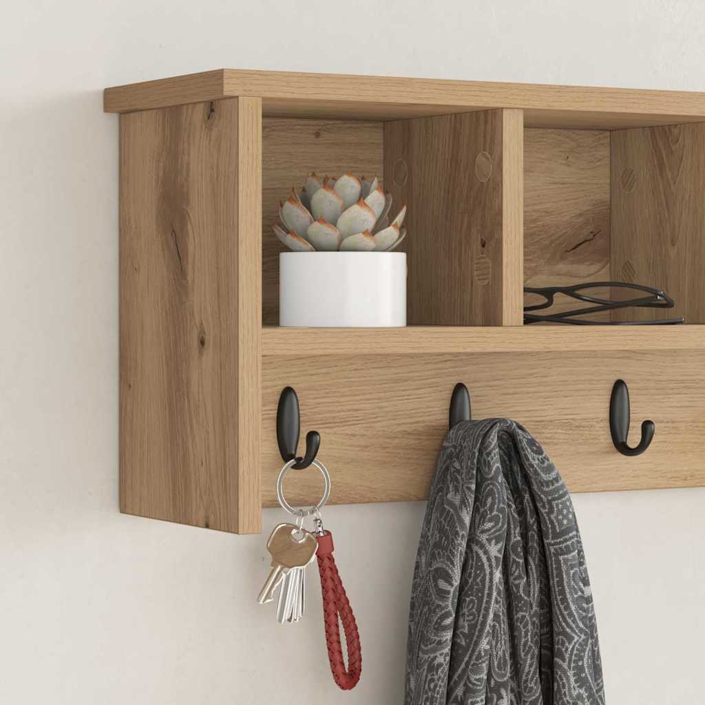 vidaXL Τοίχου Κρεμάστρα Επιτοίχιο Artisan Oak 75 x 16 x 26 εκ