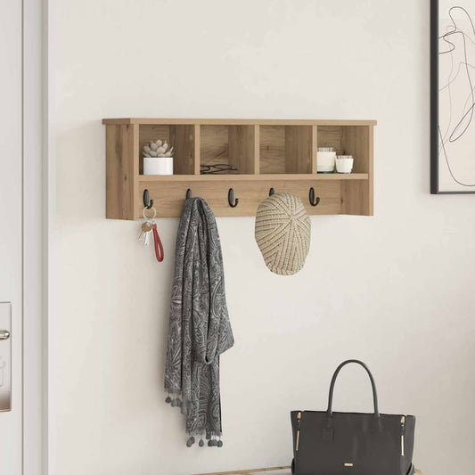 vidaXL Τοίχου Κρεμάστρα Επιτοίχιο Artisan Oak 75 x 16 x 26 εκ