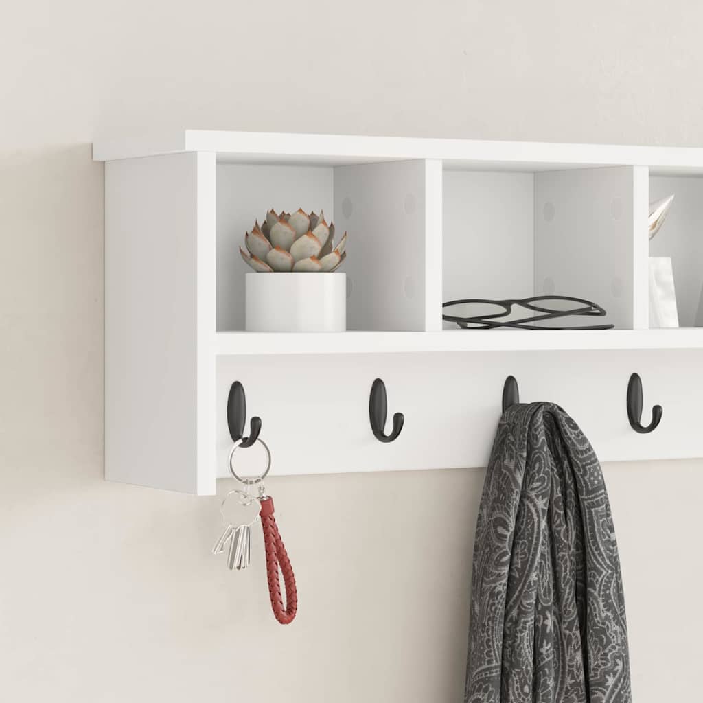 vidaXL Τοίχου Κρεμάστρα Επιτοίχιο Λευκό 100 x 16 x 26 εκ