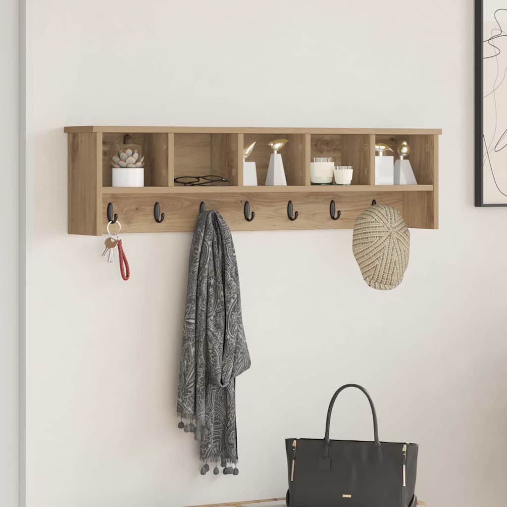 vidaXL Τοίχου Κρεμάστρα Επιτοίχιο Artisan Oak 100 x 16 x 26 εκ