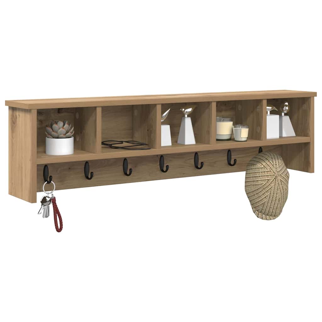 vidaXL Τοίχου Κρεμάστρα Επιτοίχιο Artisan Oak 100 x 16 x 26 εκ