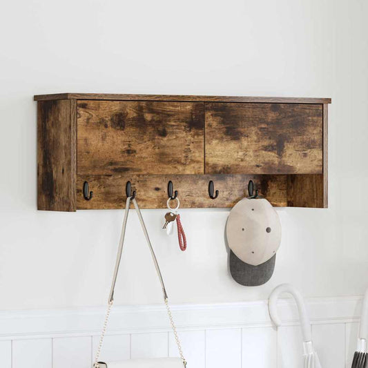 vidaXL Τοίχου Κρεμάστρα Επιτοίχιο Καπνιστό Δρύς 80 x 20 x 30 cm