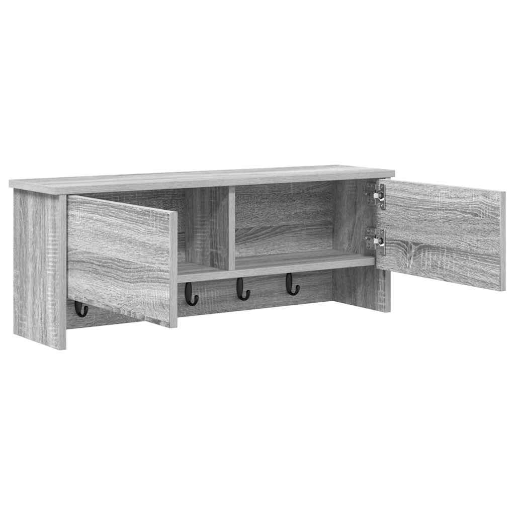 vidaXL Τοίχου Κρεμάστρα με ράφι με πόρτα Γκρίζο Σονομα 80 x 20 x 30 cm