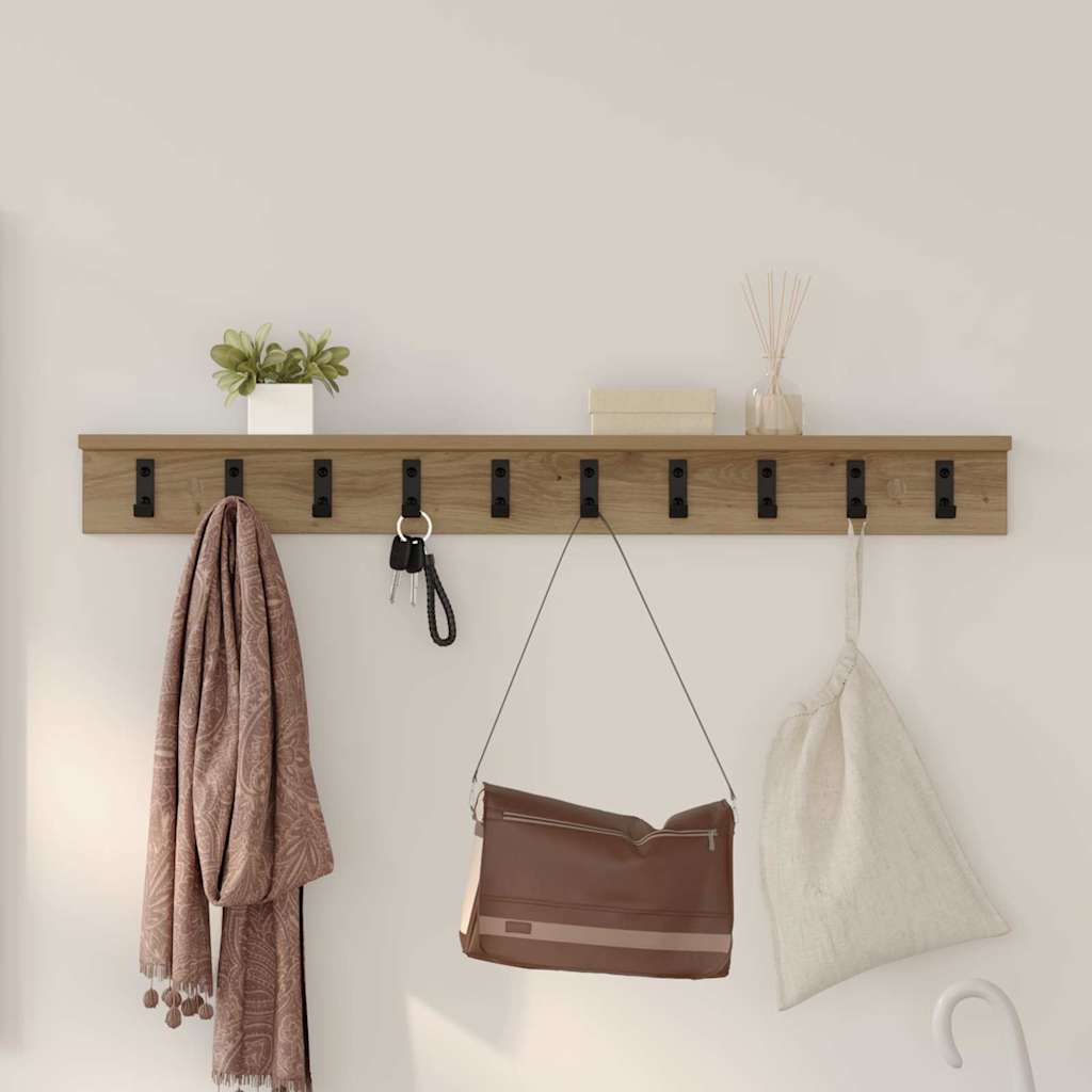 vidaXL Τοίχου Κρεμάστρα Επιτοίχιο Artisan Oak 100 x 10,5 x 10,5 εκ