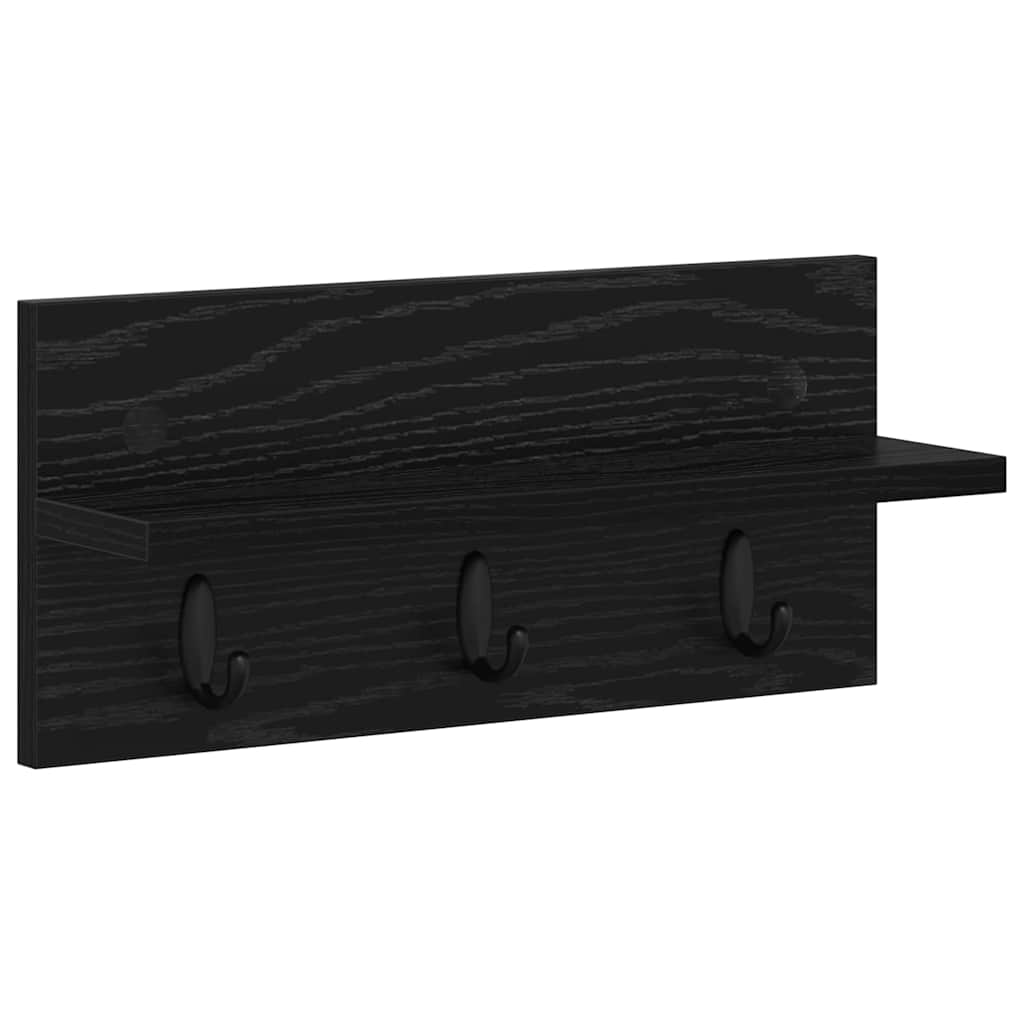 vidaXL Τοίχου Κρεμάστρα Επιτοίχιο Μαύρη Οξυά 40 x 10,5 x 18 εκ