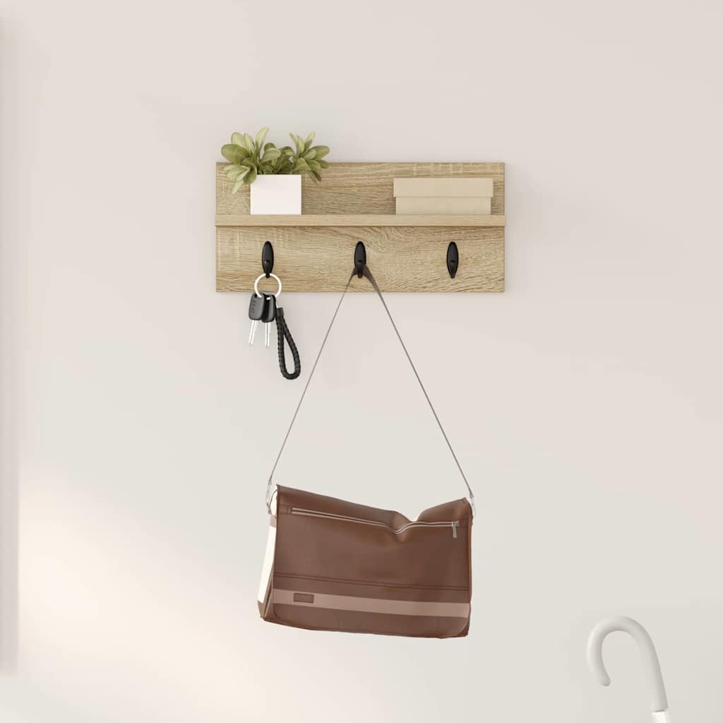 vidaXL Τοίχου Κρεμάστρα Επιτοίχιο Δρύς Sonoma 40 x 10,5 x 18 εκ