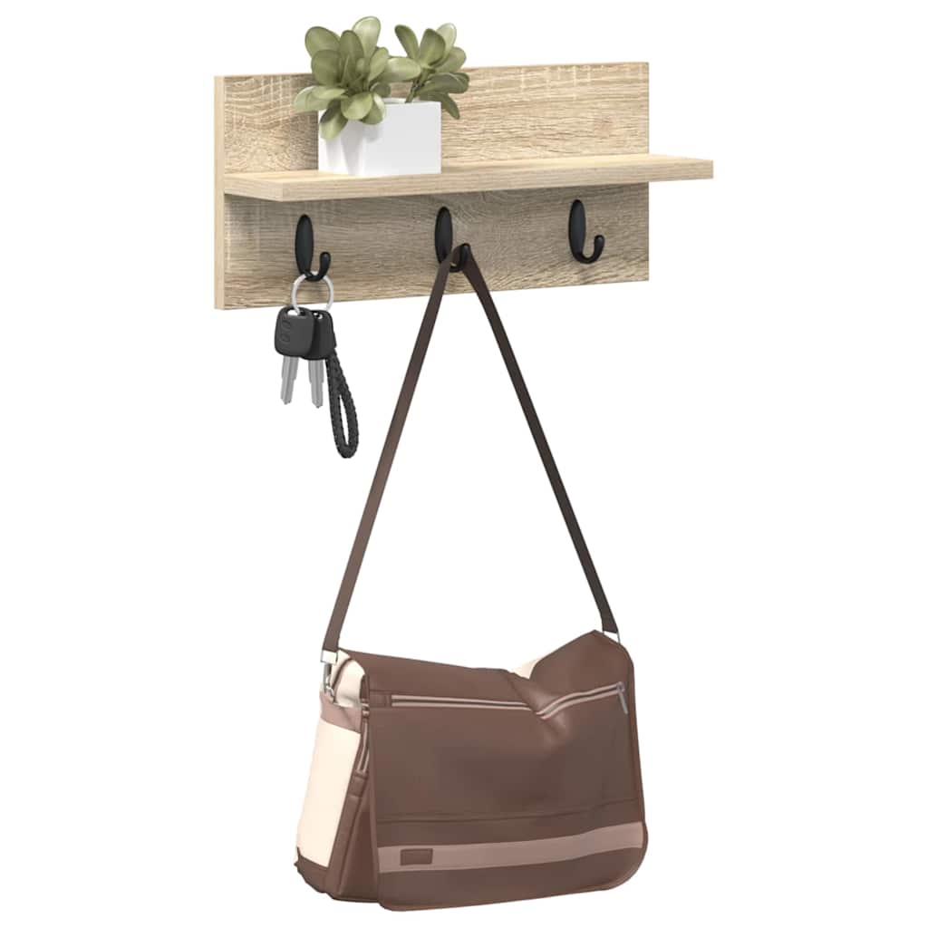 vidaXL Τοίχου Κρεμάστρα Επιτοίχιο Δρύς Sonoma 40 x 10,5 x 18 εκ