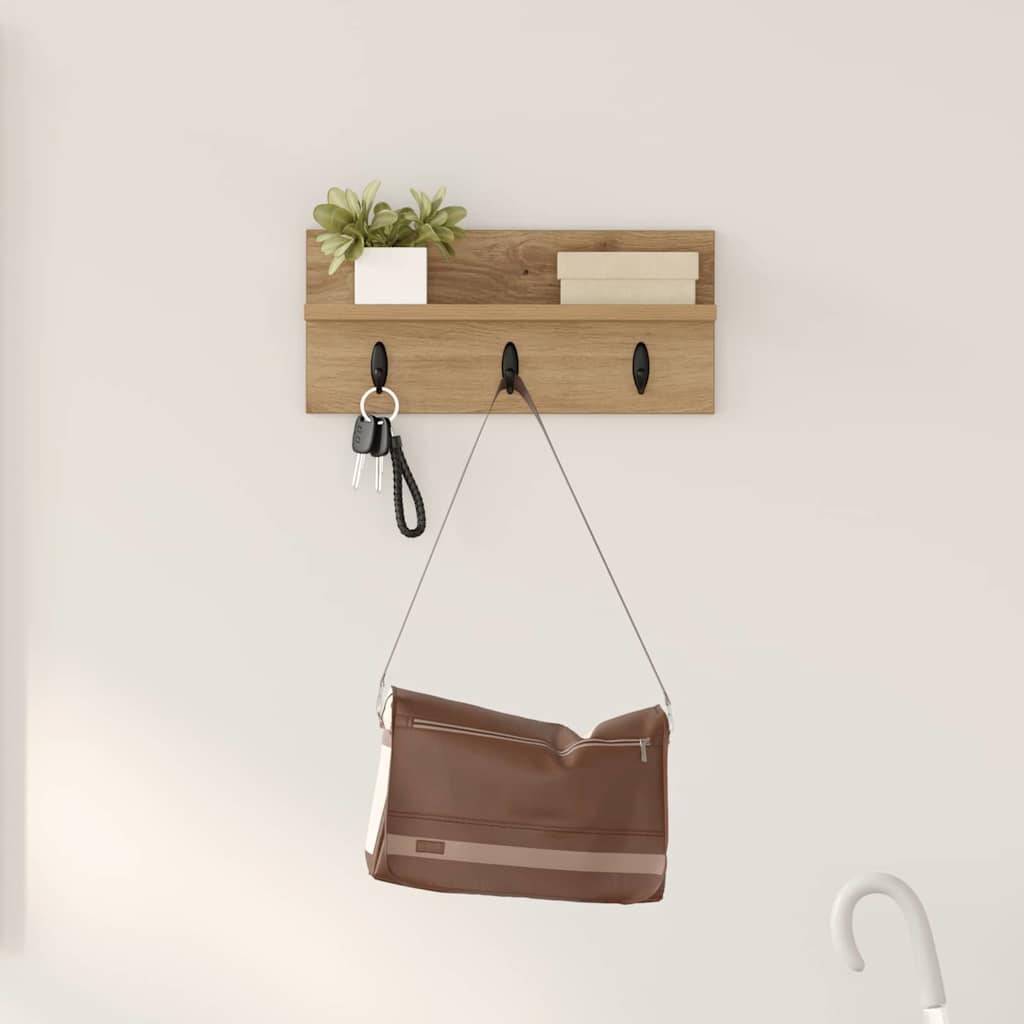 vidaXL Τοίχου Κρεμάστρα Επιτοίχιο Artisan Oak 40 x 10,5 x 18 εκ