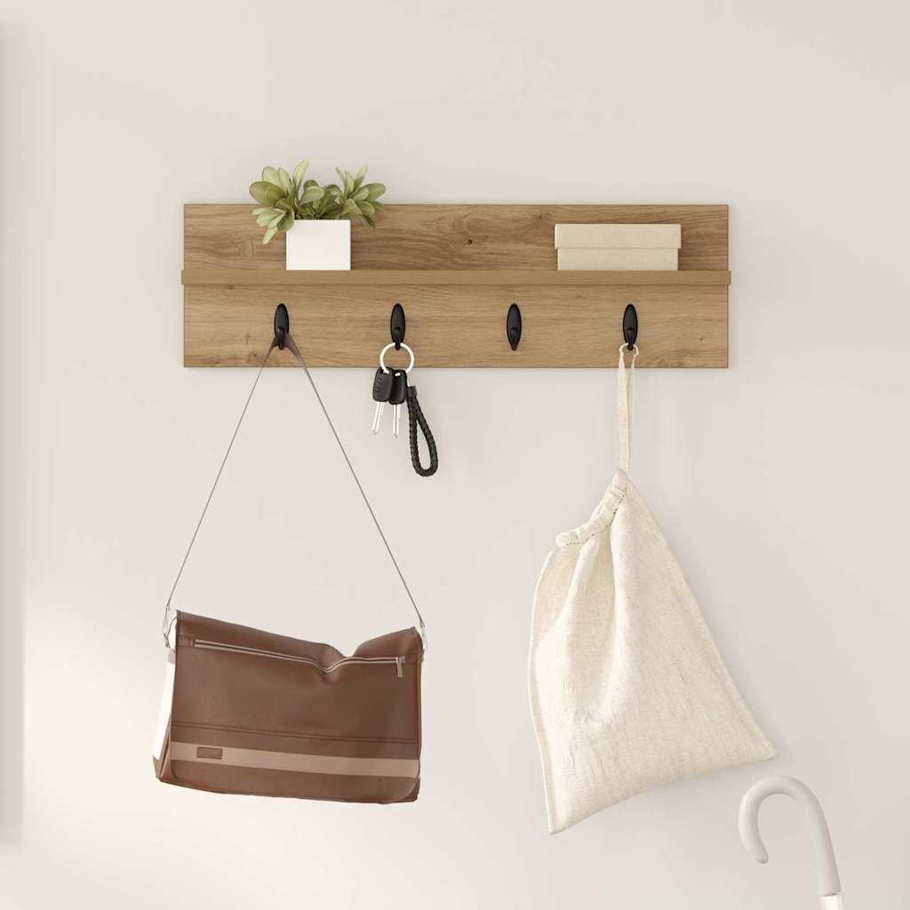 vidaXL Τοίχου Κρεμάστρα Επιτοίχιο Artisan Oak 60 x 10,5 x 18 εκ
