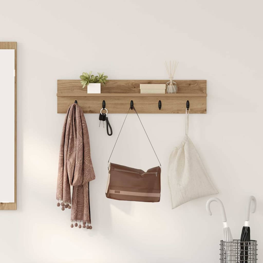 vidaXL Τοίχου Κρεμάστρα Επιτοίχιο Artisan Oak 80 x 10,5 x 18 εκ
