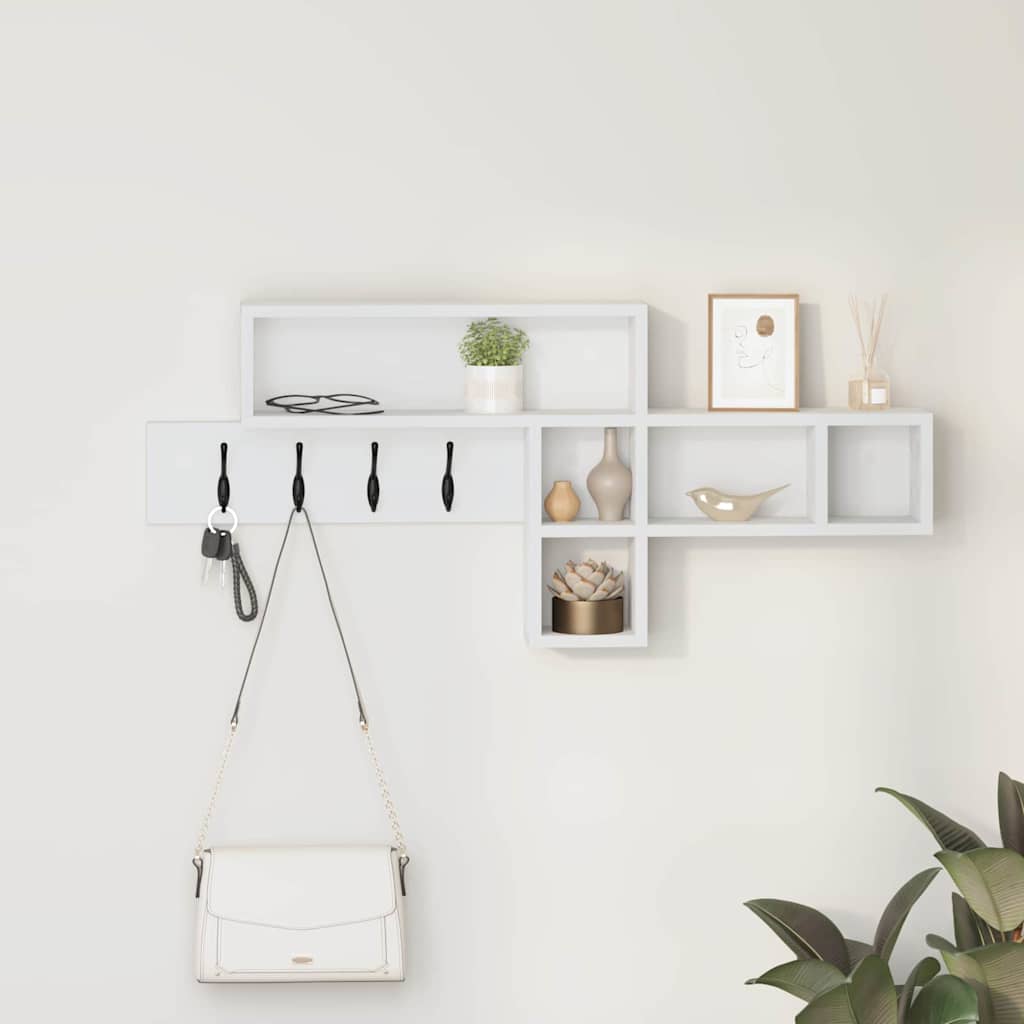 vidaXL Τοίχου Κρεμάστρα Επιτοίχιο Λευκό 100 x 12 x 43,5 εκ