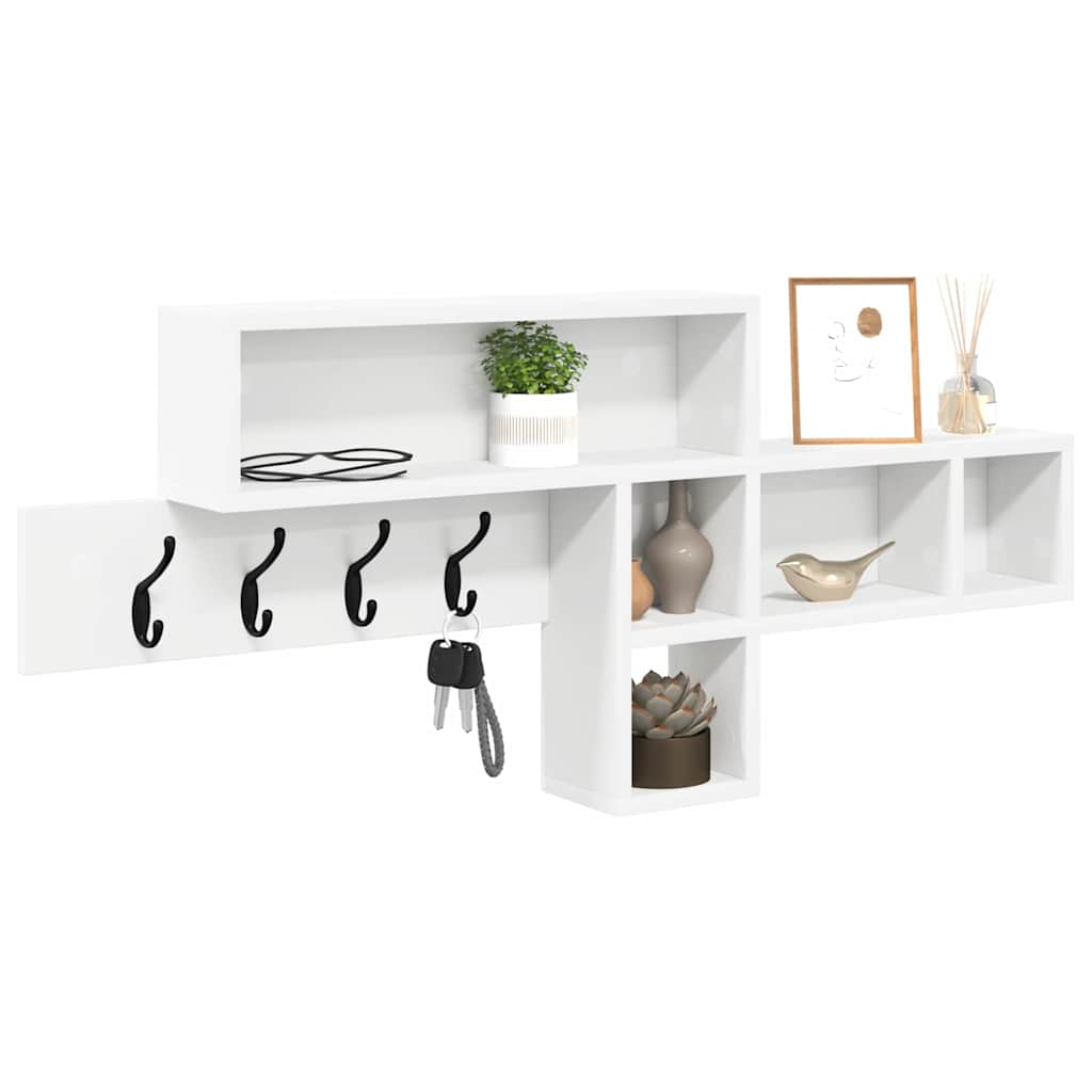 vidaXL Τοίχου Κρεμάστρα Επιτοίχιο Λευκό 100 x 12 x 43,5 εκ