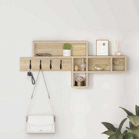 vidaXL Τοίχου Κρεμάστρα Επιτοίχιο Δρύς Sonoma 100 x 12 x 43,5 εκ