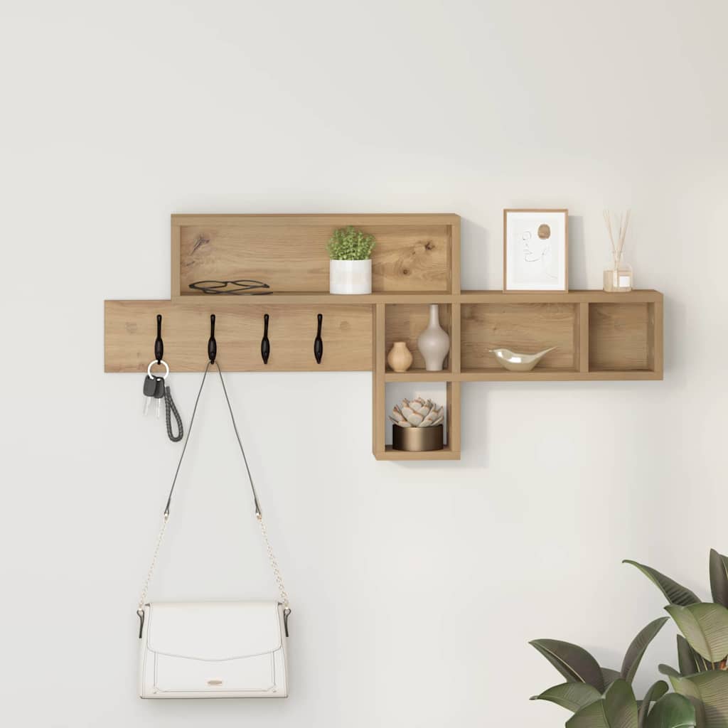 vidaXL Τοίχου Κρεμάστρα Επιτοίχιο Artisan Oak 100 x 12 x 43,5 εκ
