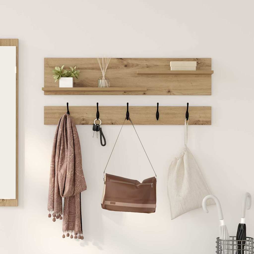 vidaXL Τοίχου Κρεμάστρα Επιτοίχιο Artisan Oak 90 x 15 x 36 εκ.