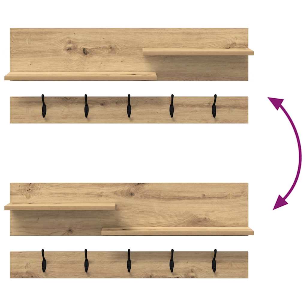 vidaXL Τοίχου Κρεμάστρα Επιτοίχιο Artisan Oak 90 x 15 x 36 εκ.