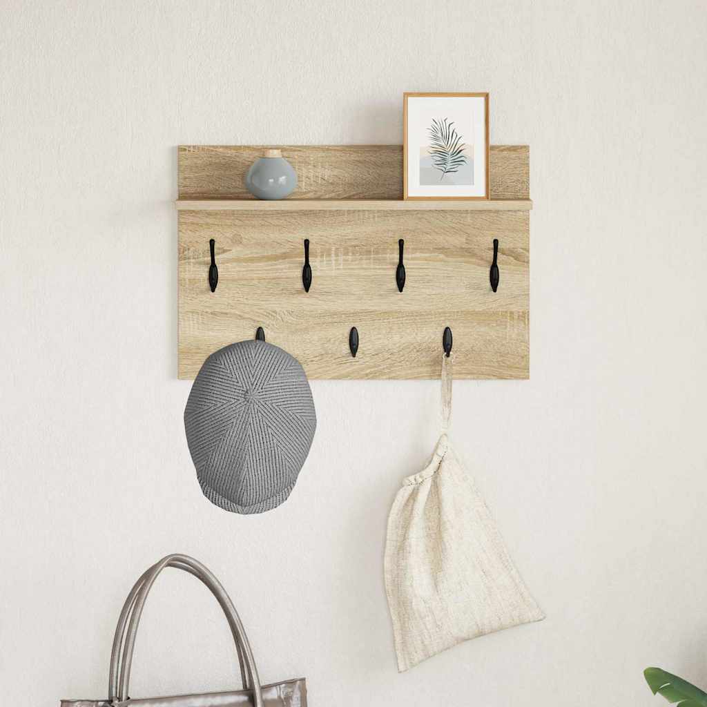 vidaXL Τοίχου Κρεμάστρα Επιτοίχιο Δρύς Sonoma 60 x 40 x 12 cm
